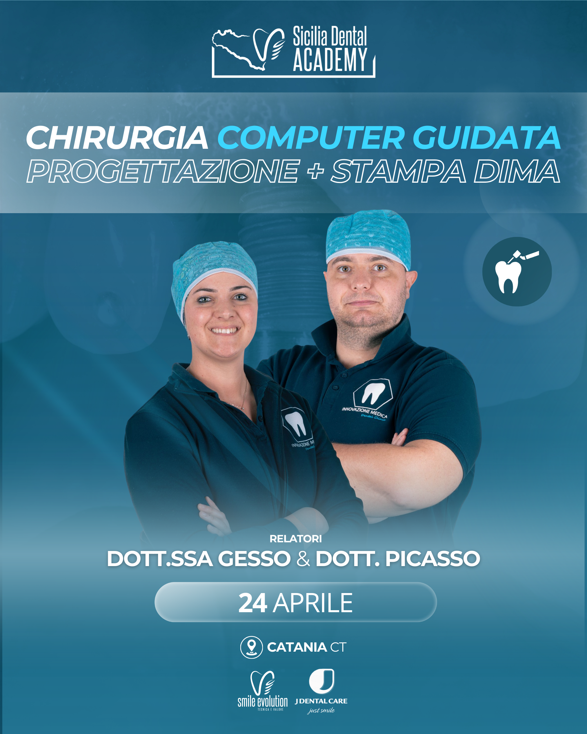 Locandina Corso Chirurgia Computer Guidata Dott.ssa Gesso e Dott. Picasso