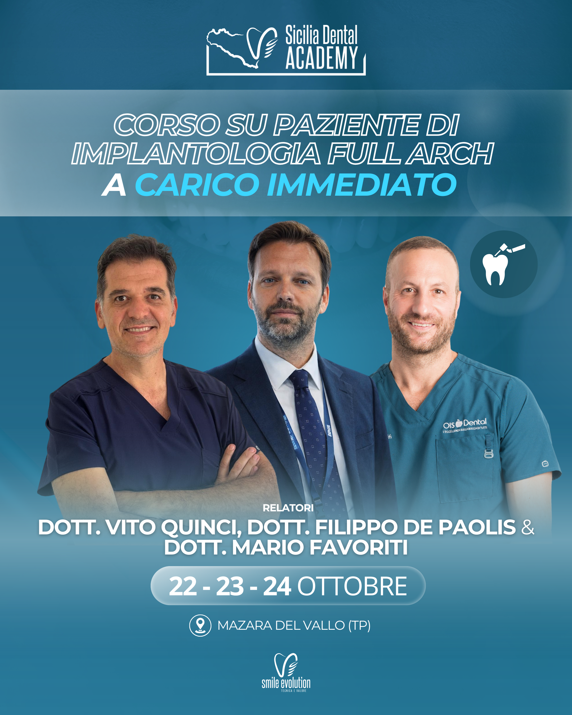 Locandina Corso Full Arch a carico immediato su paziente